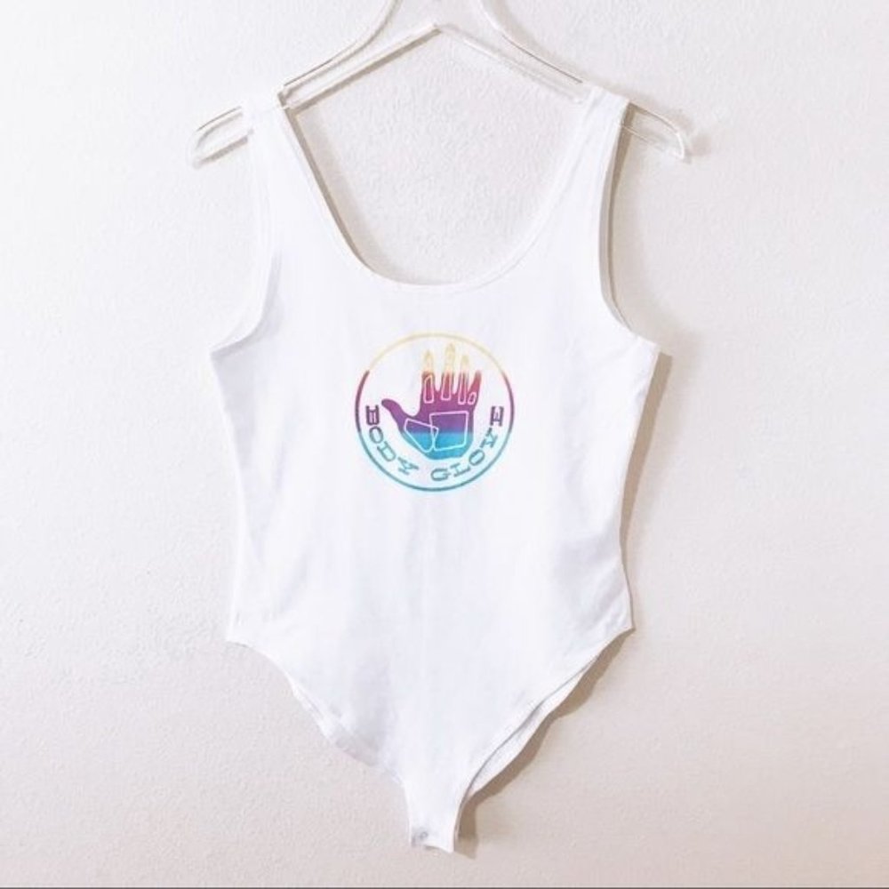 Body Glove Retro Body Suit In White Size Large NWOT
